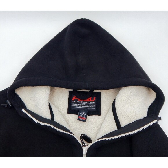 Fubu Collection Black Hoodie Mens Fleece Lined Full Zip Large Sleeve Pocket - Picture 11 of 12